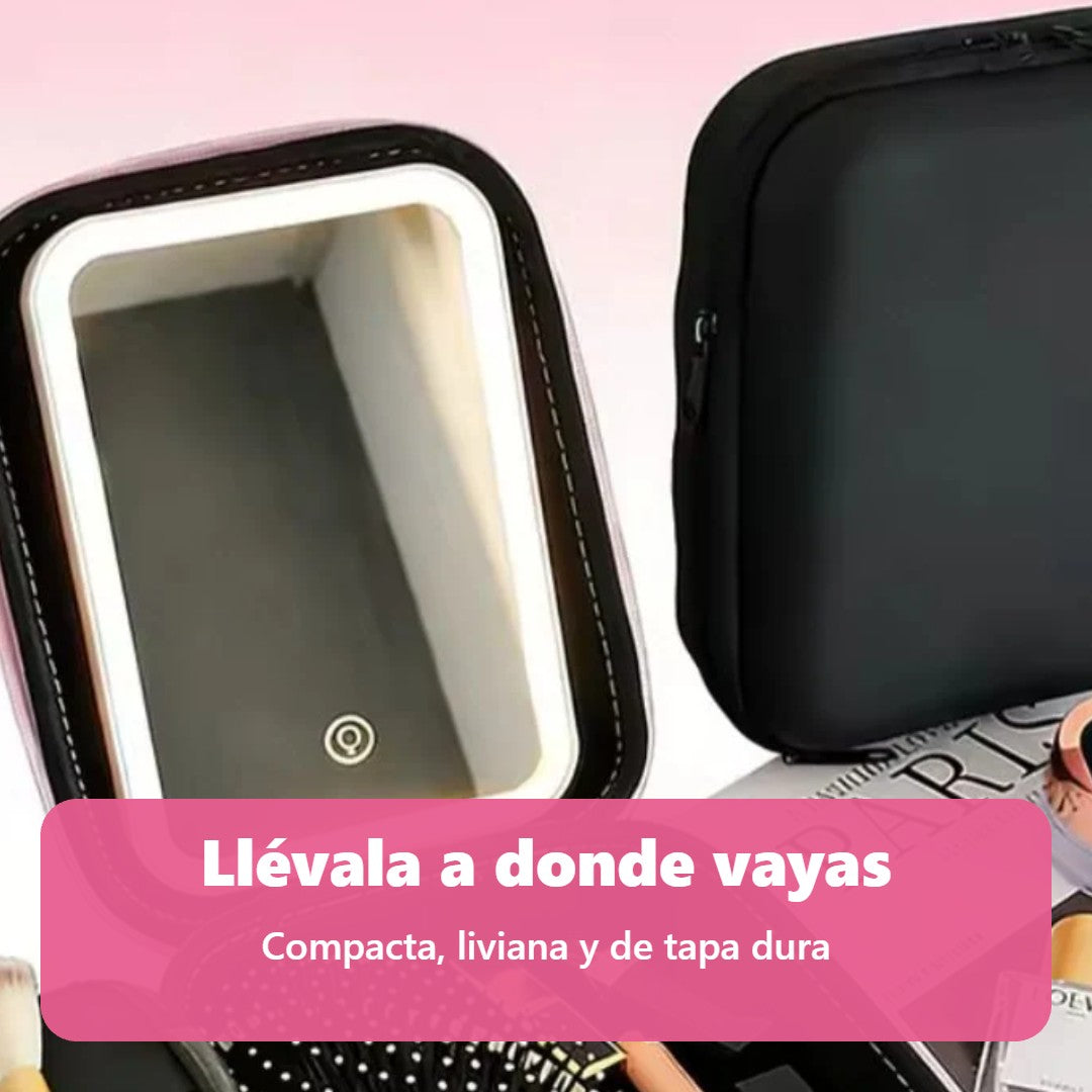 Cosmetiquera compacta y portátil de tapa dura